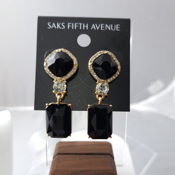 Beautiful Black Saks Fifth Avenue Dangle Earrings - Picture 3 of 3